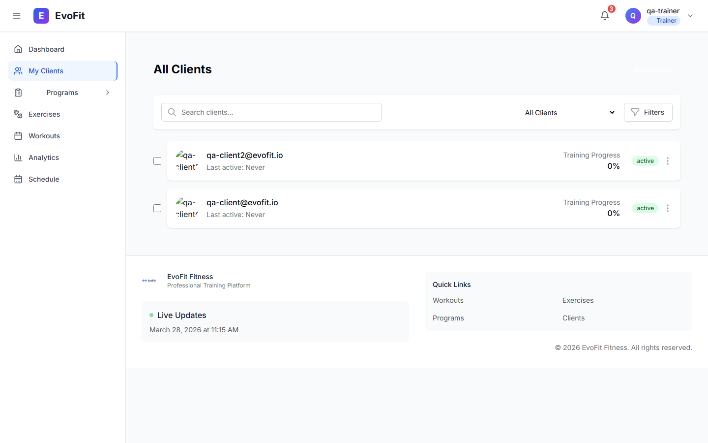 User Management — search, filter, activate, deactivate, change roles