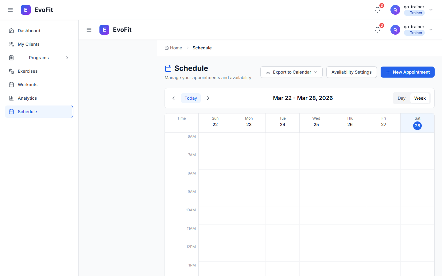 Schedule — 5 appointment types with iCal export